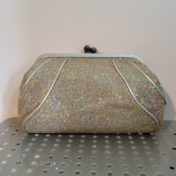 NINEWEST Silver Sparkle Clutch - Picture 1 of 8
